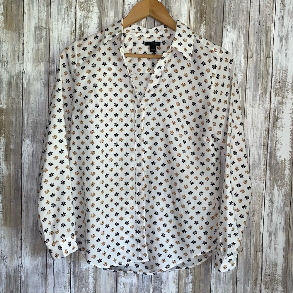 Ann Taylor White Floral Button Down - Picture 1 of 5